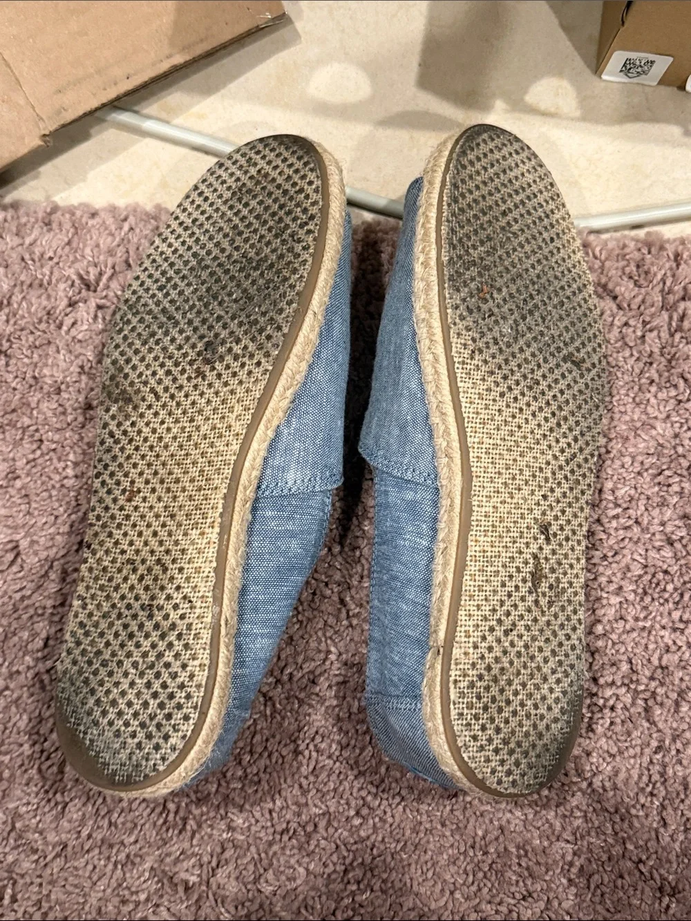 TOMS Light Blue Denim Open-Toe Espadrille Flats